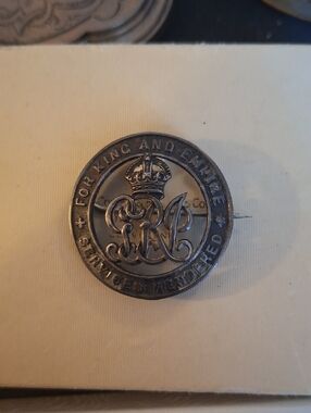 Antique Silver 'For King and Empire' WW1 Service Pin.